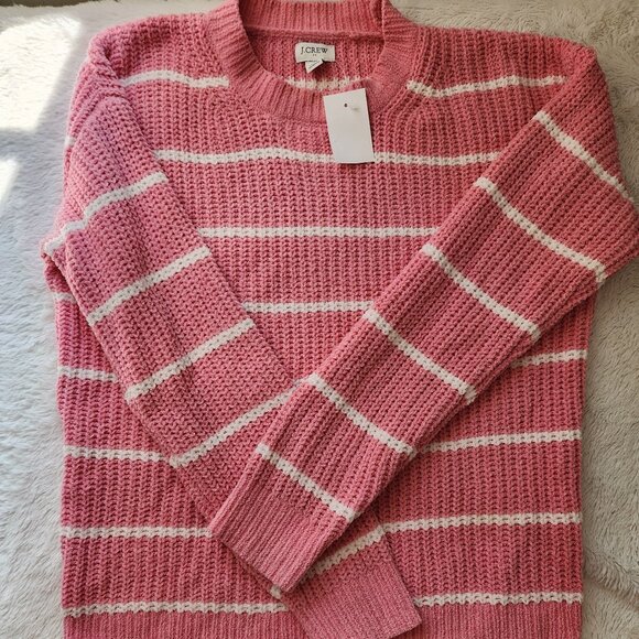 J. Crew Factory Pink and White Striped Sweater - Picture 1 of 3